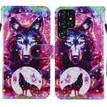 Custodia in pelle per telefono a conchiglia orizzontale con motivo dipinto con supporto, slot per schede e cornice per foto, For Samsung Galaxy S22 5G, For Samsung Galaxy S22+ 5G, For Samaung Galaxy S22 Ultra 5G