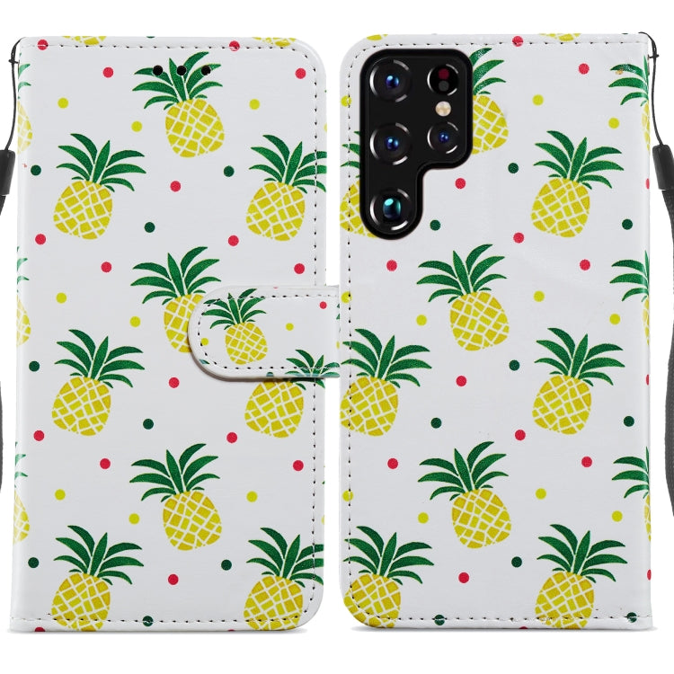 Custodia in pelle per telefono a conchiglia orizzontale con motivo dipinto con supporto, slot per schede e cornice per foto, For Samsung Galaxy S22 5G, For Samsung Galaxy S22+ 5G, For Samaung Galaxy S22 Ultra 5G