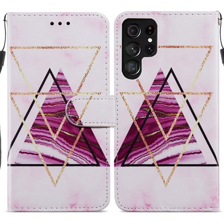 Custodia in pelle per telefono a conchiglia orizzontale con motivo dipinto con supporto, slot per schede e cornice per foto, For Samsung Galaxy S22 5G, For Samsung Galaxy S22+ 5G, For Samaung Galaxy S22 Ultra 5G