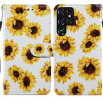 Custodia in pelle per telefono a conchiglia orizzontale con motivo dipinto con supporto, slot per schede e cornice per foto, For Samsung Galaxy S22 5G, For Samsung Galaxy S22+ 5G, For Samaung Galaxy S22 Ultra 5G