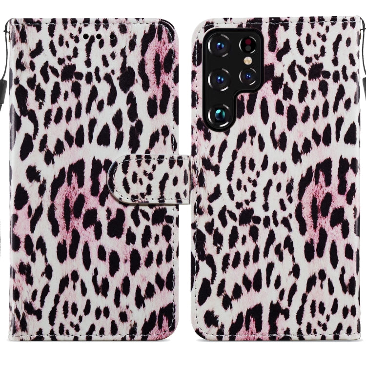 Custodia in pelle per telefono a conchiglia orizzontale con motivo dipinto con supporto, slot per schede e cornice per foto, For Samsung Galaxy S22 5G, For Samsung Galaxy S22+ 5G, For Samaung Galaxy S22 Ultra 5G