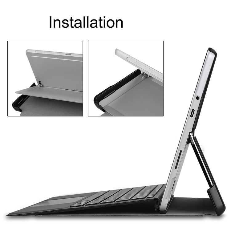 Custodia in pelle per tablet a vibrazione orizzontale pressata elettrica tinta unita con supporto, For Microsoft Surface Pro 8