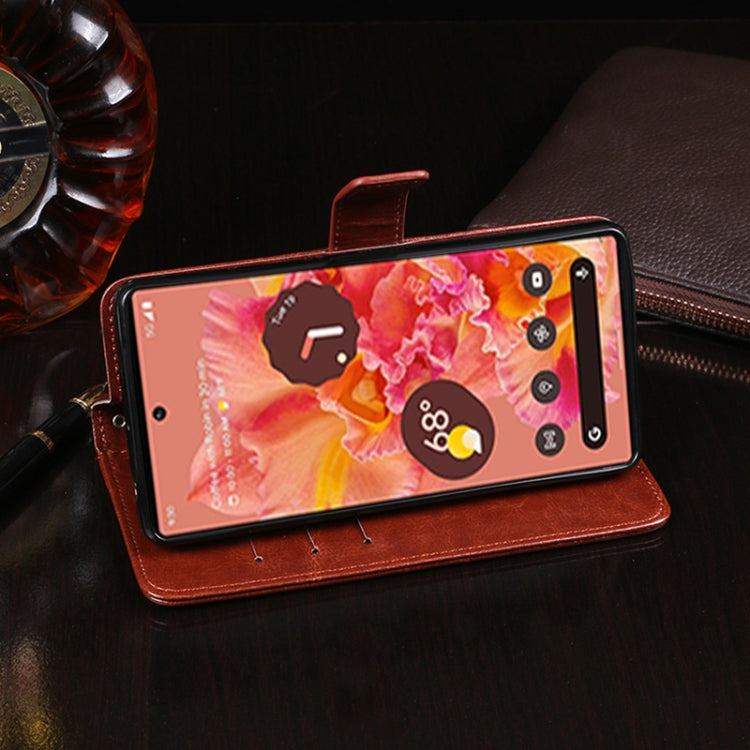 idewei Custodia per telefono in pelle a conchiglia orizzontale con trama Crazy Horse con supporto e slot per carte e portafoglio, For Google Pixel 6, For Google Pixel 6 Pro, For OPPO A55