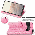 Custodia in pelle per telefono a conchiglia orizzontale goffrata gatto e cane con supporto, slot per schede, portafoglio e cordino, For Google Pixel 6