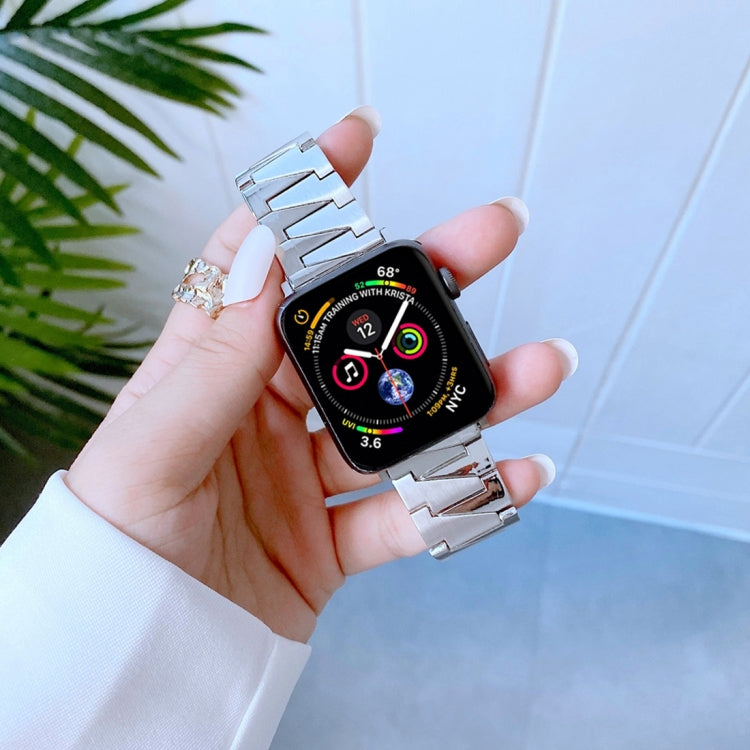 Cinturino di ricambio in acciaio inossidabile a forma di fulmine per la serie Apple Watch, 7 41mm / 6&SE&5&4 40mm / 3&2&1 38mm, 7 45mm / 6&SE&5&4 44mm / 3&2&1 42mm