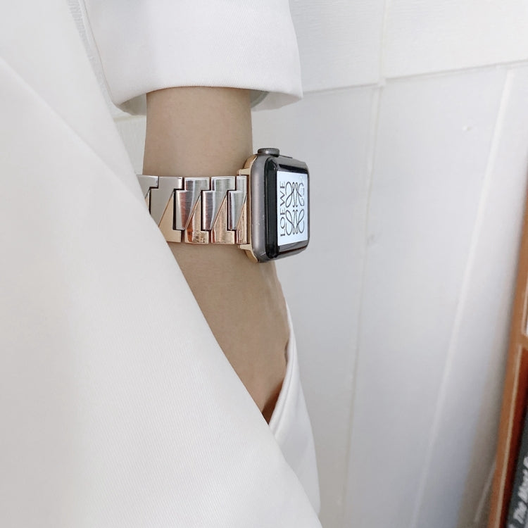 Cinturino di ricambio in acciaio inossidabile a forma di fulmine per la serie Apple Watch, 7 41mm / 6&SE&5&4 40mm / 3&2&1 38mm, 7 45mm / 6&SE&5&4 44mm / 3&2&1 42mm