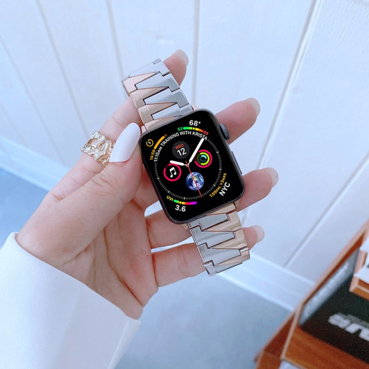 Cinturino di ricambio in acciaio inossidabile a forma di fulmine per la serie Apple Watch, 7 41mm / 6&SE&5&4 40mm / 3&2&1 38mm, 7 45mm / 6&SE&5&4 44mm / 3&2&1 42mm