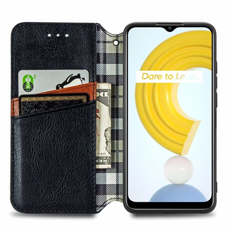 Custodia in pelle magnetica a vibrazione orizzontale pressata a griglia cubica con supporto, slot per carte e portafoglio, For Doogee N40 Pro, For Infinix Zero 8, For OPPO Realme C21Y, For Vodafone Smart E11, For Wiko Power U30                         ...