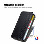 Custodia in pelle magnetica a vibrazione orizzontale pressata a griglia cubica con supporto, slot per carte e portafoglio, For Doogee N40 Pro, For Infinix Zero 8, For OPPO Realme C21Y, For Vodafone Smart E11, For Wiko Power U30                         ...