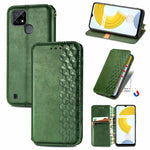 Custodia in pelle magnetica a vibrazione orizzontale pressata a griglia cubica con supporto, slot per carte e portafoglio, For Doogee N40 Pro, For Infinix Zero 8, For OPPO Realme C21Y, For Vodafone Smart E11, For Wiko Power U30                         ...