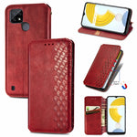 Custodia in pelle magnetica a vibrazione orizzontale pressata a griglia cubica con supporto, slot per carte e portafoglio, For Doogee N40 Pro, For Infinix Zero 8, For OPPO Realme C21Y, For Vodafone Smart E11, For Wiko Power U30                         ...