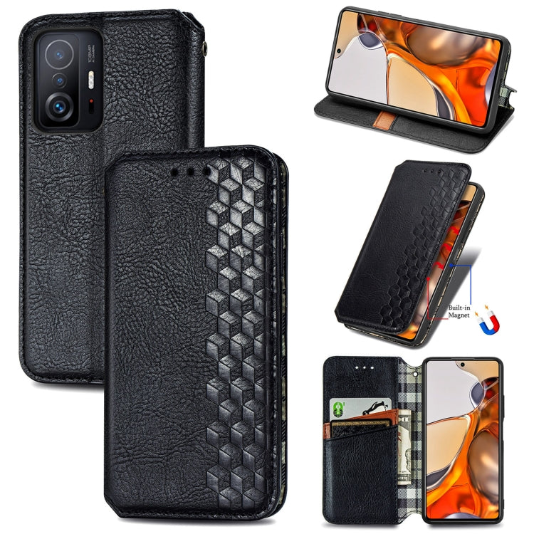 Custodia in pelle magnetica a vibrazione orizzontale pressata a griglia cubica con supporto, slot per carte e portafoglio, For Doogee N40 Pro, For Infinix Zero 8, For OPPO Realme C21Y, For Vodafone Smart E11, For Wiko Power U30                         ...