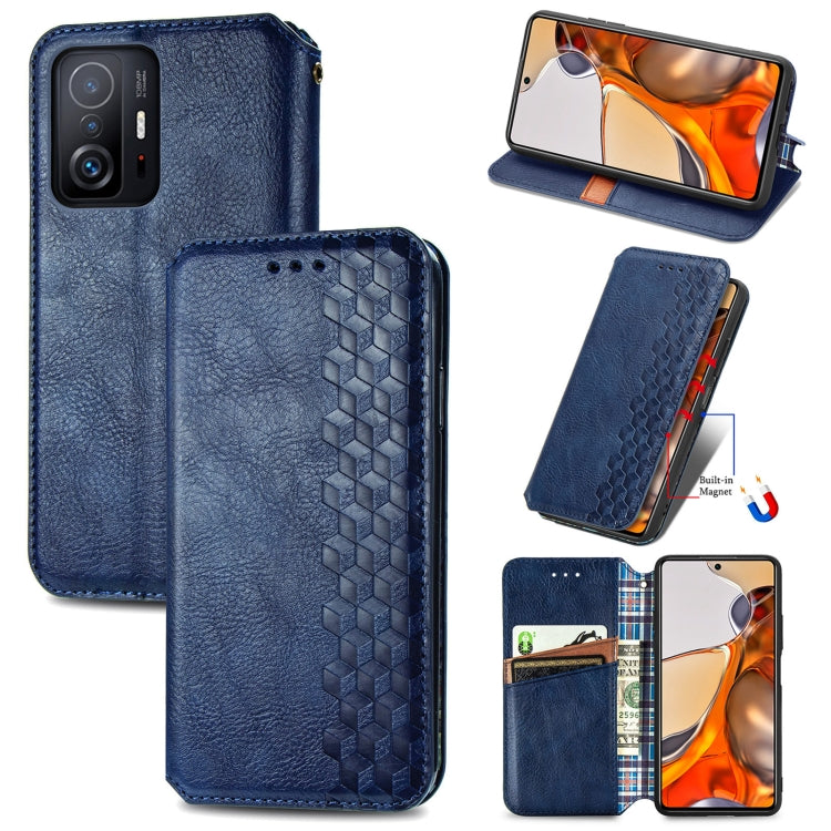 Custodia in pelle magnetica a vibrazione orizzontale pressata a griglia cubica con supporto, slot per carte e portafoglio, For Doogee N40 Pro, For Infinix Zero 8, For OPPO Realme C21Y, For Vodafone Smart E11, For Wiko Power U30                         ...
