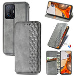 Custodia in pelle magnetica a vibrazione orizzontale pressata a griglia cubica con supporto, slot per carte e portafoglio, For Doogee N40 Pro, For Infinix Zero 8, For OPPO Realme C21Y, For Vodafone Smart E11, For Wiko Power U30                         ...
