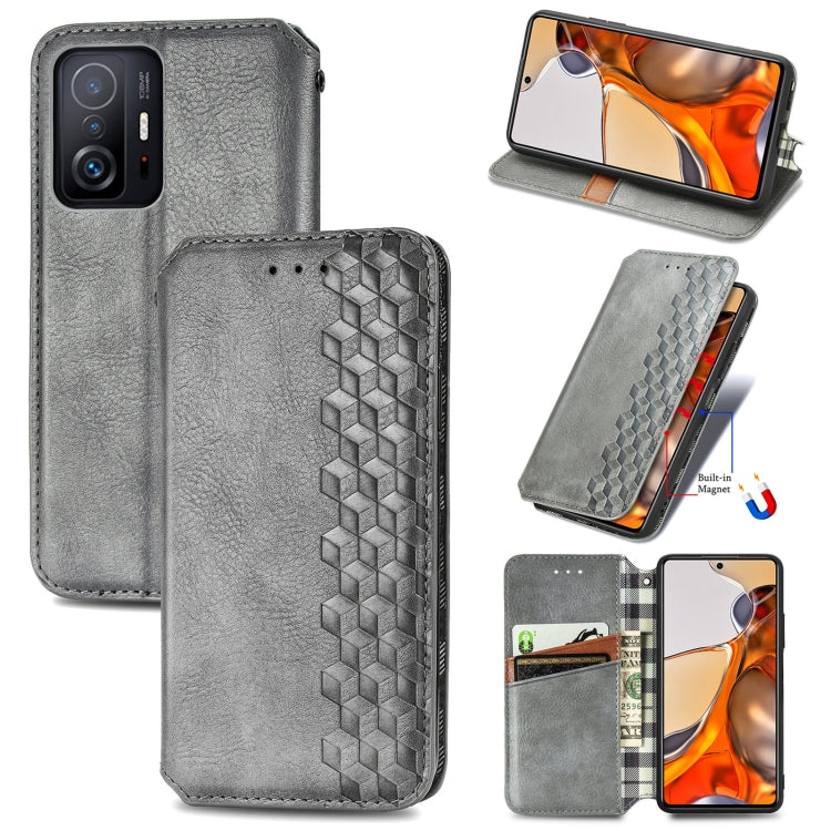 Custodia in pelle magnetica a vibrazione orizzontale pressata a griglia cubica con supporto, slot per carte e portafoglio, For Doogee N40 Pro, For Infinix Zero 8, For OPPO Realme C21Y, For Vodafone Smart E11, For Wiko Power U30                         ...