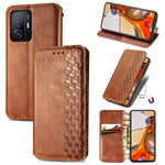Custodia in pelle magnetica a vibrazione orizzontale pressata a griglia cubica con supporto, slot per carte e portafoglio, For Doogee N40 Pro, For Infinix Zero 8, For OPPO Realme C21Y, For Vodafone Smart E11, For Wiko Power U30                         ...