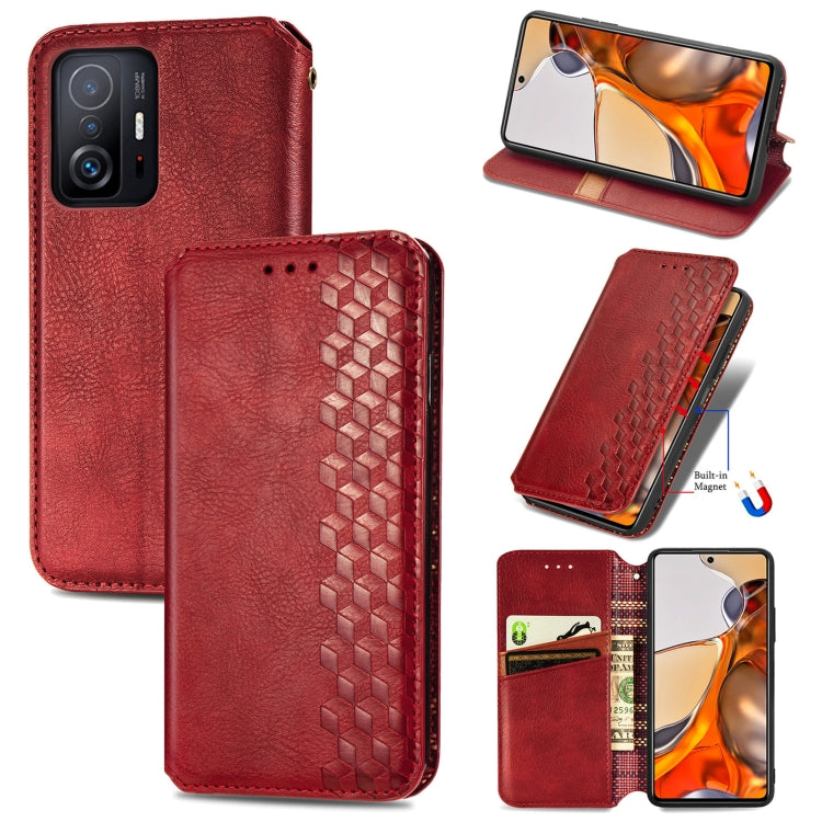 Custodia in pelle magnetica a vibrazione orizzontale pressata a griglia cubica con supporto, slot per carte e portafoglio, For Doogee N40 Pro, For Infinix Zero 8, For OPPO Realme C21Y, For Vodafone Smart E11, For Wiko Power U30                         ...