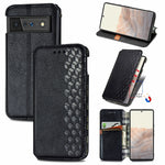 Custodia in pelle magnetica a vibrazione orizzontale pressata a griglia cubica con supporto, slot per carte e portafoglio, For Doogee N40 Pro, For Infinix Zero 8, For OPPO Realme C21Y, For Vodafone Smart E11, For Wiko Power U30                         ...