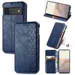 Custodia in pelle magnetica a vibrazione orizzontale pressata a griglia cubica con supporto, slot per carte e portafoglio, For Doogee N40 Pro, For Infinix Zero 8, For OPPO Realme C21Y, For Vodafone Smart E11, For Wiko Power U30                         ...