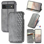 Custodia in pelle magnetica a vibrazione orizzontale pressata a griglia cubica con supporto, slot per carte e portafoglio, For Doogee N40 Pro, For Infinix Zero 8, For OPPO Realme C21Y, For Vodafone Smart E11, For Wiko Power U30                         ...