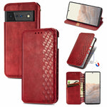 Custodia in pelle magnetica a vibrazione orizzontale pressata a griglia cubica con supporto, slot per carte e portafoglio, For Doogee N40 Pro, For Infinix Zero 8, For OPPO Realme C21Y, For Vodafone Smart E11, For Wiko Power U30                         ...