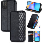 Custodia in pelle magnetica a vibrazione orizzontale pressata a griglia cubica con supporto, slot per carte e portafoglio, For Doogee N40 Pro, For Infinix Zero 8, For OPPO Realme C21Y, For Vodafone Smart E11, For Wiko Power U30                         ...
