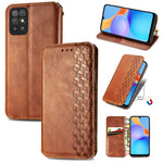 Custodia in pelle magnetica a vibrazione orizzontale pressata a griglia cubica con supporto, slot per carte e portafoglio, For Doogee N40 Pro, For Infinix Zero 8, For OPPO Realme C21Y, For Vodafone Smart E11, For Wiko Power U30                         ...