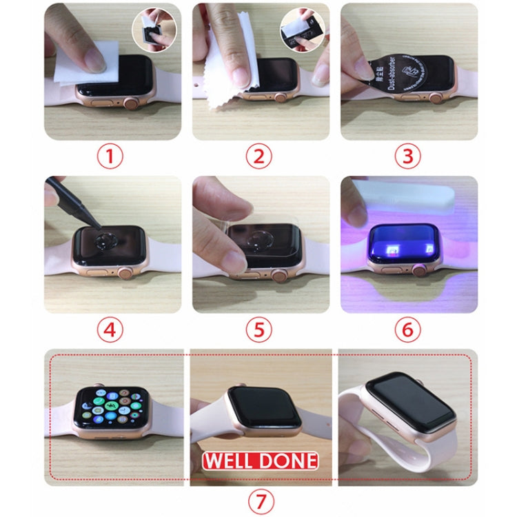 Pellicola in vetro temperato a schermo intero con colla curva a liquido UV, For Apple Watch Series 8 / 7 41mm, For Apple Watch Series 8 / 7 45mm