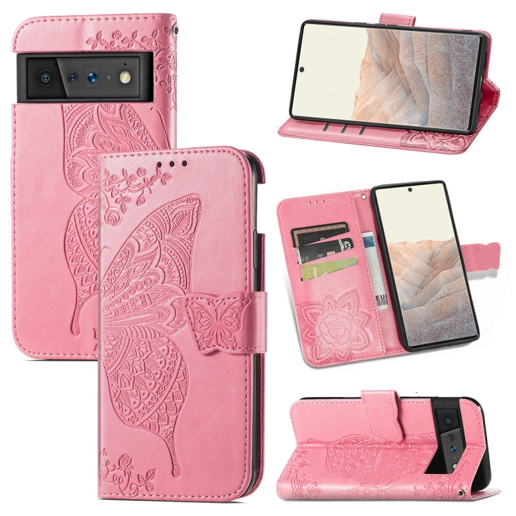 Farfalla Love Flowers Custodia in pelle a ribalta orizzontale goffrata con supporto e fessure per carte e portafoglio e cordino, For Google Pixel 6, For vivo Y72 5G