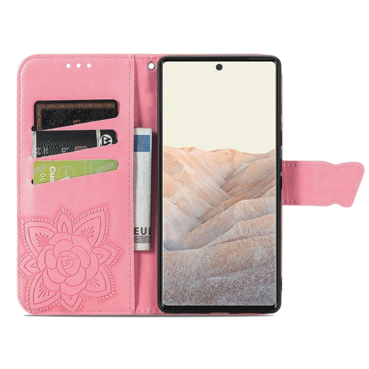 Farfalla Love Flowers Custodia in pelle a ribalta orizzontale goffrata con supporto e fessure per carte e portafoglio e cordino, For Google Pixel 6, For vivo Y72 5G