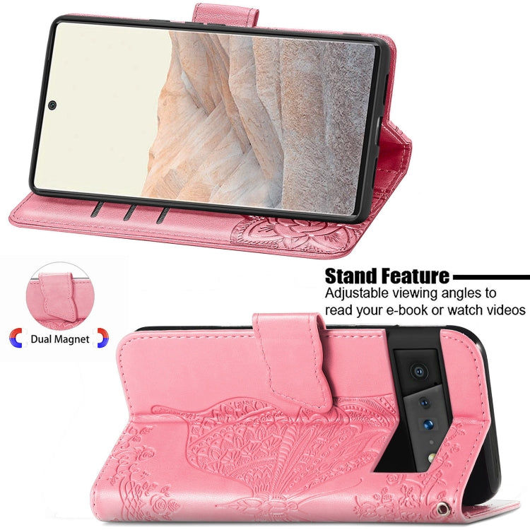 Farfalla Love Flowers Custodia in pelle a ribalta orizzontale goffrata con supporto e fessure per carte e portafoglio e cordino, For Google Pixel 6, For vivo Y72 5G