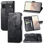 Farfalla Love Flowers Custodia in pelle a ribalta orizzontale goffrata con supporto e fessure per carte e portafoglio e cordino, For Google Pixel 6, For vivo Y72 5G