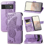 Farfalla Love Flowers Custodia in pelle a ribalta orizzontale goffrata con supporto e fessure per carte e portafoglio e cordino, For Google Pixel 6, For vivo Y72 5G