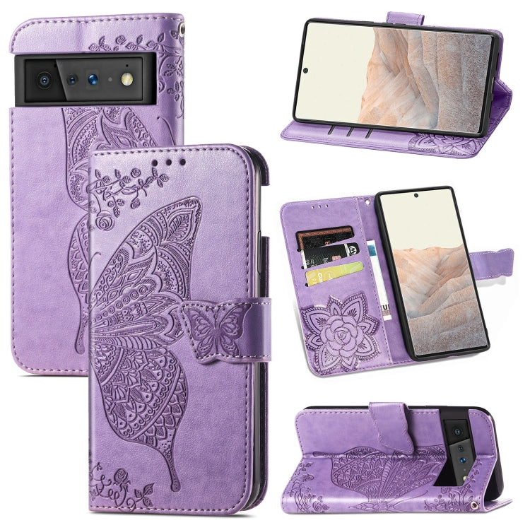 Farfalla Love Flowers Custodia in pelle a ribalta orizzontale goffrata con supporto e fessure per carte e portafoglio e cordino, For Google Pixel 6, For vivo Y72 5G