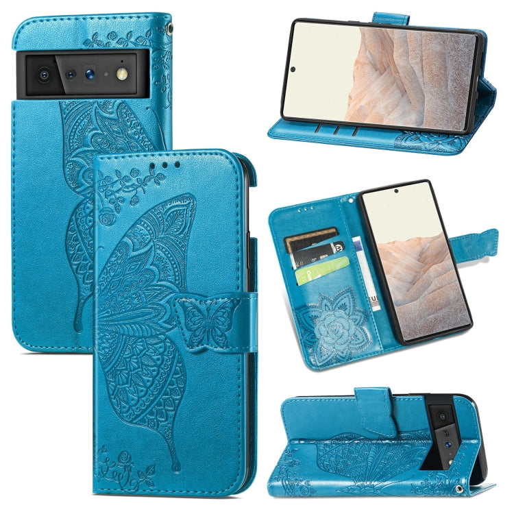 Farfalla Love Flowers Custodia in pelle a ribalta orizzontale goffrata con supporto e fessure per carte e portafoglio e cordino, For Google Pixel 6, For vivo Y72 5G