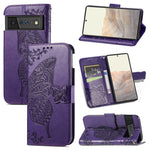 Farfalla Love Flowers Custodia in pelle a ribalta orizzontale goffrata con supporto e fessure per carte e portafoglio e cordino, For Google Pixel 6, For vivo Y72 5G