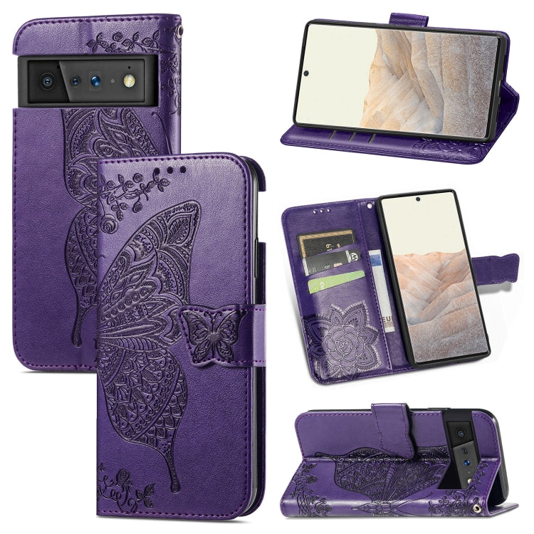 Farfalla Love Flowers Custodia in pelle a ribalta orizzontale goffrata con supporto e fessure per carte e portafoglio e cordino, For Google Pixel 6, For vivo Y72 5G