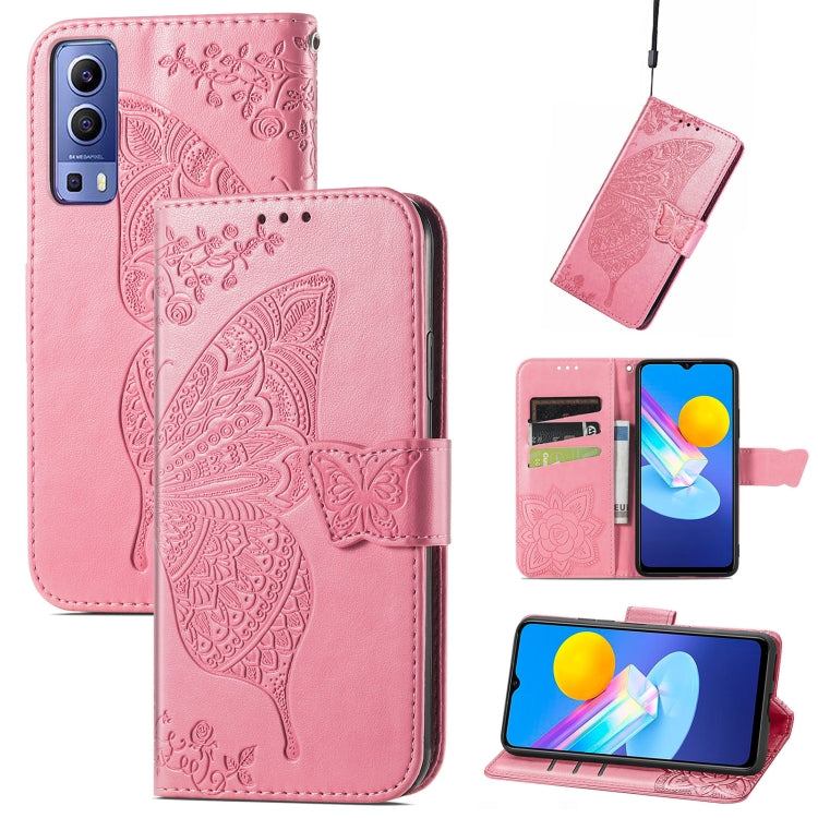 Farfalla Love Flowers Custodia in pelle a ribalta orizzontale goffrata con supporto e fessure per carte e portafoglio e cordino, For Google Pixel 6, For vivo Y72 5G