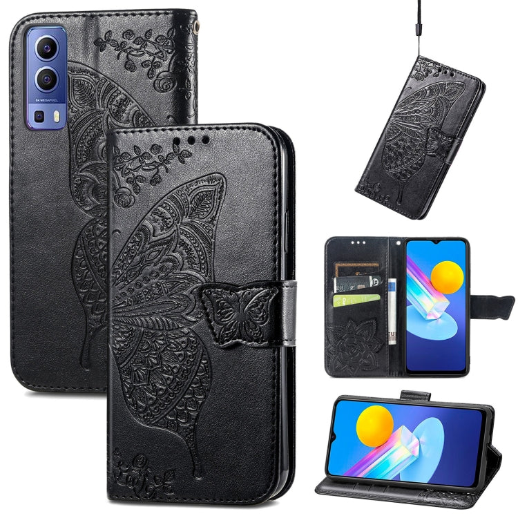 Farfalla Love Flowers Custodia in pelle a ribalta orizzontale goffrata con supporto e fessure per carte e portafoglio e cordino, For Google Pixel 6, For vivo Y72 5G