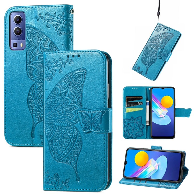 Farfalla Love Flowers Custodia in pelle a ribalta orizzontale goffrata con supporto e fessure per carte e portafoglio e cordino, For Google Pixel 6, For vivo Y72 5G