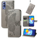 Farfalla Love Flowers Custodia in pelle a ribalta orizzontale goffrata con supporto e fessure per carte e portafoglio e cordino, For Google Pixel 6, For vivo Y72 5G