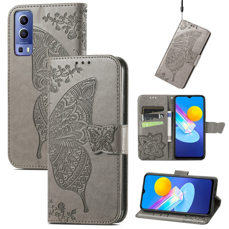 Farfalla Love Flowers Custodia in pelle a ribalta orizzontale goffrata con supporto e fessure per carte e portafoglio e cordino, For Google Pixel 6, For vivo Y72 5G