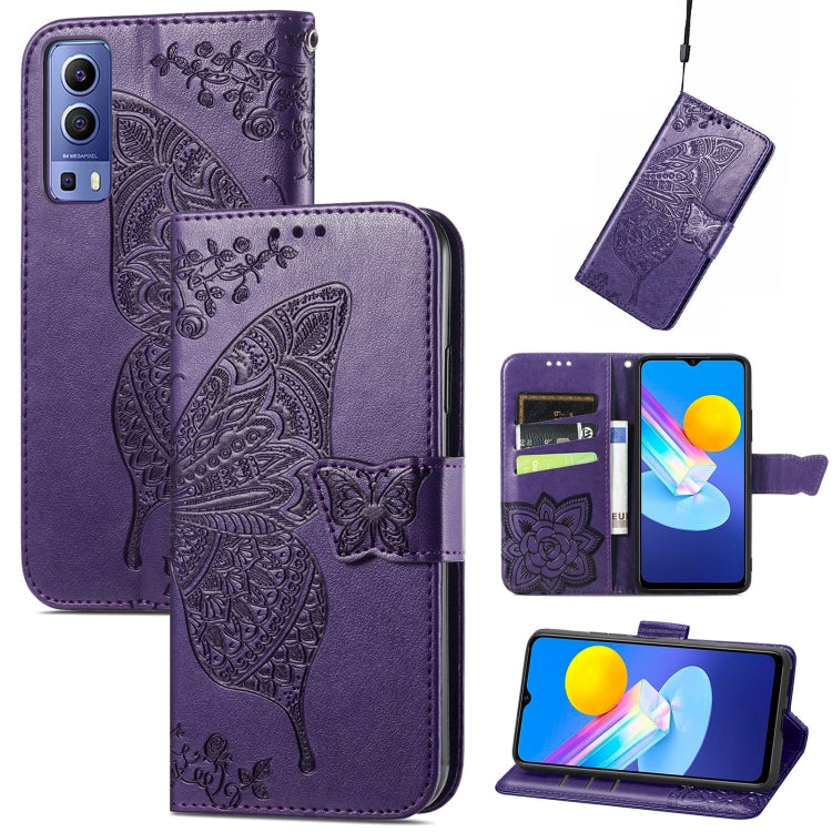 Farfalla Love Flowers Custodia in pelle a ribalta orizzontale goffrata con supporto e fessure per carte e portafoglio e cordino, For Google Pixel 6, For vivo Y72 5G