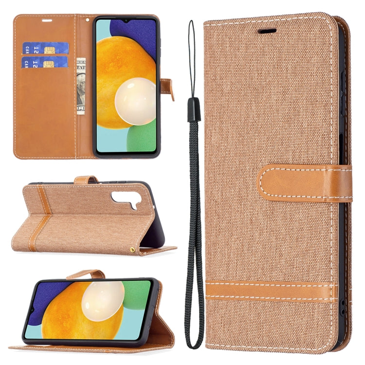 Custodia in pelle color denim abbinata con supporto e slot per carte, portafoglio e cordino, For Samsung Galaxy A13 5G, For Samsung Galaxy S22 Ultra 5G