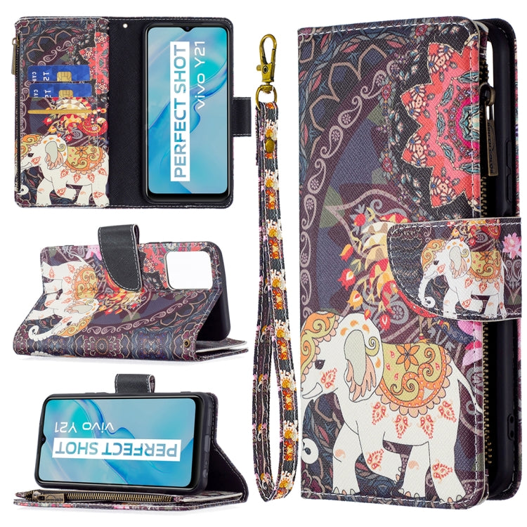Custodia in pelle per telefono a conchiglia orizzontale con cerniera colorata con motivo a disegno colorato con supporto e slot per schede e portafoglio, For vivo Y21, For Samsung Galaxy A13 5G, For Samsung Galaxy S22 5G
