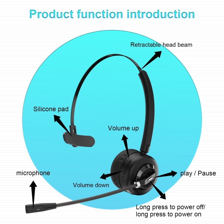 Cuffie telefoniche Bluetooth Anivia A8 con microfono a cancellazione di rumore