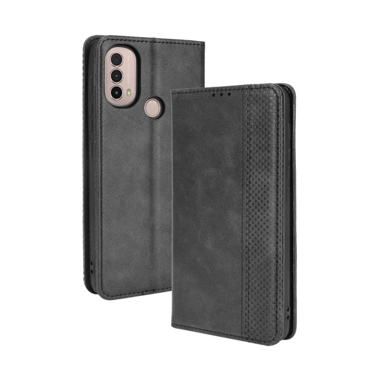 Custodia in pelle per telefono a conchiglia orizzontale con trama retrò Crazy Horse con fibbia magnetica con supporto e slot per schede e cornice per foto, For Motorola Moto E40 / E30 / E20, For Motorola G Pure, For OPPO Realme GT Neo2                 ...