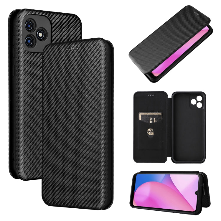 Custodia per telefono in pelle con vibrazione orizzontale magnetica in fibra di carbonio con slot per schede, For Blackview Oscal C20, For Samsung Galaxy A13 5G, For Motorola Moto E20 / E30 / E40