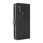 Skin Feel Custodia in pelle per telefono a conchiglia orizzontale magnetica con supporto, slot per schede e portafoglio, For Motorola Moto E20 / E30 / E40