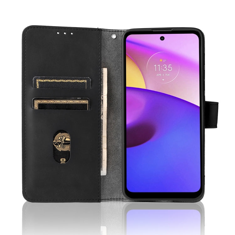 Skin Feel Custodia in pelle per telefono a conchiglia orizzontale magnetica con supporto, slot per schede e portafoglio, For Motorola Moto E20 / E30 / E40